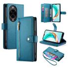 For Huawei nova 14 Pro Nine Card-slot Zipper Wallet Bag Leather Phone Case(Blue) - 1