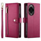 For Huawei nova 14 Nine Card-slot Zipper Wallet Bag Leather Phone Case(Red) - 2