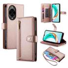 For Huawei nova 14 Nine Card-slot Zipper Wallet Bag Leather Phone Case(Pink) - 1