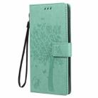 For Samsung Galaxy Note20 Tree & Cat Pattern Pressed Printing Horizontal Flip PU Leather Case with Holder & Card Slots & Wallet & Lanyard(Green) - 1