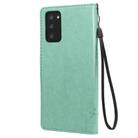 For Samsung Galaxy Note20 Tree & Cat Pattern Pressed Printing Horizontal Flip PU Leather Case with Holder & Card Slots & Wallet & Lanyard(Green) - 2