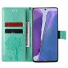 For Samsung Galaxy Note20 Tree & Cat Pattern Pressed Printing Horizontal Flip PU Leather Case with Holder & Card Slots & Wallet & Lanyard(Green) - 3