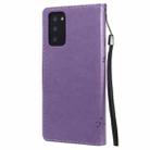 For Samsung Galaxy Note20 Tree & Cat Pattern Pressed Printing Horizontal Flip PU Leather Case with Holder & Card Slots & Wallet & Lanyard(Light Purple) - 3