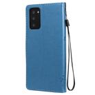 For Samsung Galaxy Note20 Tree & Cat Pattern Pressed Printing Horizontal Flip PU Leather Case with Holder & Card Slots & Wallet & Lanyard(Blue) - 3