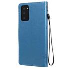 For Samsung Galaxy Note20 Tree & Cat Pattern Pressed Printing Horizontal Flip PU Leather Case with Holder & Card Slots & Wallet & Lanyard(Blue) - 3