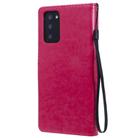 For Samsung Galaxy Note20 Tree & Cat Pattern Pressed Printing Horizontal Flip PU Leather Case with Holder & Card Slots & Wallet & Lanyard(Rose Red) - 3