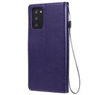 For Samsung Galaxy Note20 Tree & Cat Pattern Pressed Printing Horizontal Flip PU Leather Case with Holder & Card Slots & Wallet & Lanyard(Purple) - 3