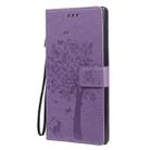 For Samsung Galaxy Note20 Ultra Tree & Cat Pattern Pressed Printing Horizontal Flip PU Leather Case with Holder & Card Slots & Wallet & Lanyard(Light Purple) - 2