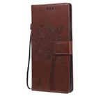 For Samsung Galaxy Note20 Ultra Tree & Cat Pattern Pressed Printing Horizontal Flip PU Leather Case with Holder & Card Slots & Wallet & Lanyard(Coffee) - 2
