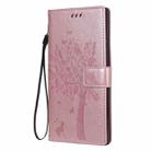 For Samsung Galaxy Note20 Ultra Tree & Cat Pattern Pressed Printing Horizontal Flip PU Leather Case with Holder & Card Slots & Wallet & Lanyard(Rose Gold) - 2