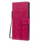 For Samsung Galaxy Note20 Ultra Tree & Cat Pattern Pressed Printing Horizontal Flip PU Leather Case with Holder & Card Slots & Wallet & Lanyard(Rose Red) - 2