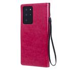 For Samsung Galaxy Note20 Ultra Tree & Cat Pattern Pressed Printing Horizontal Flip PU Leather Case with Holder & Card Slots & Wallet & Lanyard(Rose Red) - 3