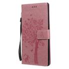 For Samsung Galaxy Note20 Ultra Tree & Cat Pattern Pressed Printing Horizontal Flip PU Leather Case with Holder & Card Slots & Wallet & Lanyard(Pink) - 2
