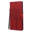 For Samsung Galaxy Note20 Ultra Tree & Cat Pattern Pressed Printing Horizontal Flip PU Leather Case with Holder & Card Slots & Wallet & Lanyard(Red) - 2