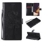 For Samsung Galaxy Note20 Ultra Tree & Cat Pattern Pressed Printing Horizontal Flip PU Leather Case with Holder & Card Slots & Wallet & Lanyard(Black) - 1