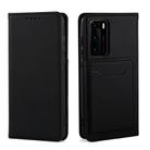 For Huawei P40 Strong Magnetism Liquid Feel Horizontal Flip Leather Case with Holder & Card Slots & Wallet(Black) - 2