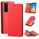For Huawei P40 Strong Magnetism Liquid Feel Horizontal Flip Leather Case with Holder & Card Slots & Wallet(Red) - 1