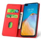 For Huawei P40 Strong Magnetism Liquid Feel Horizontal Flip Leather Case with Holder & Card Slots & Wallet(Red) - 3