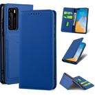 For Huawei P40 Strong Magnetism Liquid Feel Horizontal Flip Leather Case with Holder & Card Slots & Wallet(Blue) - 1