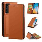 For Huawei P40 Strong Magnetism Liquid Feel Horizontal Flip Leather Case with Holder & Card Slots & Wallet(Brown) - 1