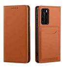 For Huawei P40 Strong Magnetism Liquid Feel Horizontal Flip Leather Case with Holder & Card Slots & Wallet(Brown) - 2