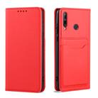 For Huawei P40 Lite E Strong Magnetism Liquid Feel Horizontal Flip Leather Case with Holder & Card Slots & Wallet(Red) - 2