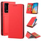 For Huawei P40 Pro Strong Magnetism Liquid Feel Horizontal Flip Leather Case with Holder & Card Slots & Wallet(Red) - 1