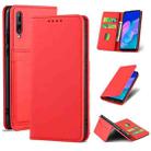 For Huawei Y7p Strong Magnetism Liquid Feel Horizontal Flip Leather Case with Holder & Card Slots & Wallet(Red) - 1