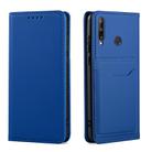 For Huawei Y7p Strong Magnetism Liquid Feel Horizontal Flip Leather Case with Holder & Card Slots & Wallet(Blue) - 2