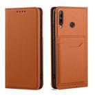 For Huawei Y7p Strong Magnetism Liquid Feel Horizontal Flip Leather Case with Holder & Card Slots & Wallet(Brown) - 2