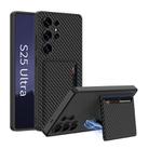 For Samsung Galaxy S25 Ultra 5G GKK Ultra-thin Leather Card Slots Phone Case With Magnetic Holder(Carbon Fiber Texture) - 1