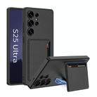 For Samsung Galaxy S25 Ultra 5G GKK Ultra-thin Leather Card Slots Phone Case With Magnetic Holder(Black) - 1
