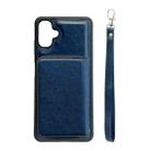 For Samsung Galaxy A06 5G / 4G Solid Color Zipper 11-Card Slots Bag Phone Case with Lanyard(Blue) - 2