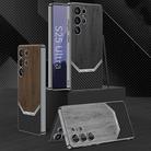 For Samsung Galaxy S25 Ultra 5G GKK Plating Leather Wood Texture Full Coverage Phone Case(Gray) - 2