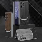 For Samsung Galaxy S25 Ultra 5G GKK Plating Leather Wood Texture Full Coverage Phone Case(Blue) - 2