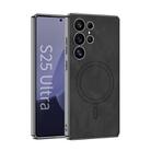 For Samsung Galaxy S25 Ultra 5G GKK Plating Leather Built-in MagSafe Frosted Phone Case(Black) - 1