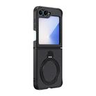 For Samsung Galaxy Z Flip6 Carbon Fiber Texture 360 MagSafe Holder Phone Case(Black) - 1