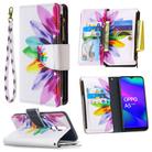 For OPPO A5 (2020) Colored Drawing Pattern Zipper Horizontal Flip Leather Case with Holder & Card Slots & Wallet(Sun Flower) - 1