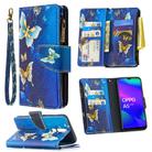 For OPPO A5 (2020) Colored Drawing Pattern Zipper Horizontal Flip Leather Case with Holder & Card Slots & Wallet(Gold Butterfly) - 1