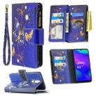 For OPPO A5 (2020) Colored Drawing Pattern Zipper Horizontal Flip Leather Case with Holder & Card Slots & Wallet(Purple Butterfly) - 1