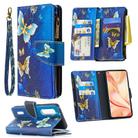 For OPPO Find S2 Pro Colored Drawing Pattern Zipper Horizontal Flip Leather Case with Holder & Card Slots & Wallet(Gold Butterfly) - 1