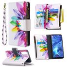 For OPPO Reno 4 5G Colored Drawing Pattern Zipper Horizontal Flip Leather Case with Holder & Card Slots & Wallet(Sun Flower) - 1