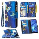 For OPPO Reno 4 5G Colored Drawing Pattern Zipper Horizontal Flip Leather Case with Holder & Card Slots & Wallet(Gold Butterfly) - 1