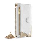 For iPhone 15 Crossbody Chain Fishtail Litchi Leather Phone Case(White) - 2