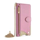 For iPhone 12 Pro Max Crossbody Chain Fishtail Litchi Leather Phone Case(Pink) - 2