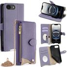 For iPhone 16e Crossbody Chain Fishtail Litchi Leather Phone Case(Purple) - 1