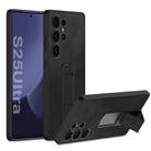 For Samsung Galaxy S25 Ultra 5G GKK Skin Feel Leather Fold Holder Phone Case(Black) - 1