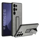 For Samsung Galaxy S25 Ultra 5G GKK Skin Feel Leather Fold Holder Phone Case(Gray) - 1