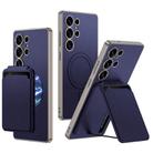 For Samsung Galaxy S25 Ultra 5G GKK Metal Paint Skin Feel Leather Crad Bag MagSafe Phone Case With Holder(Purple) - 1