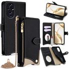For Honor 200 Crossbody Chain Fishtail Litchi Leather Phone Case(Black) - 1